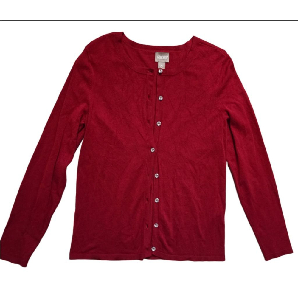 Women's Chico's Red Cardigan Sweater Size 0